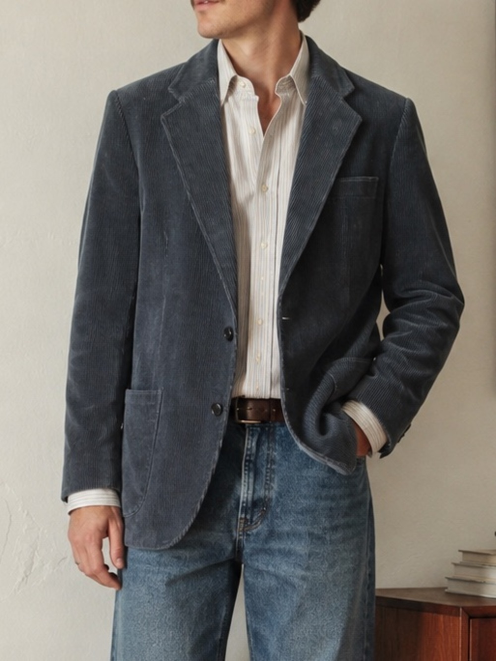 Vintage 44T Grey Corduroy Blazer • Grandpacore • Academia